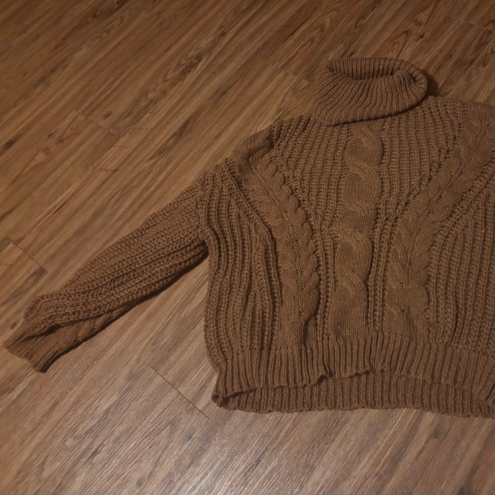 Cozy Brown Cable Knit Sweater